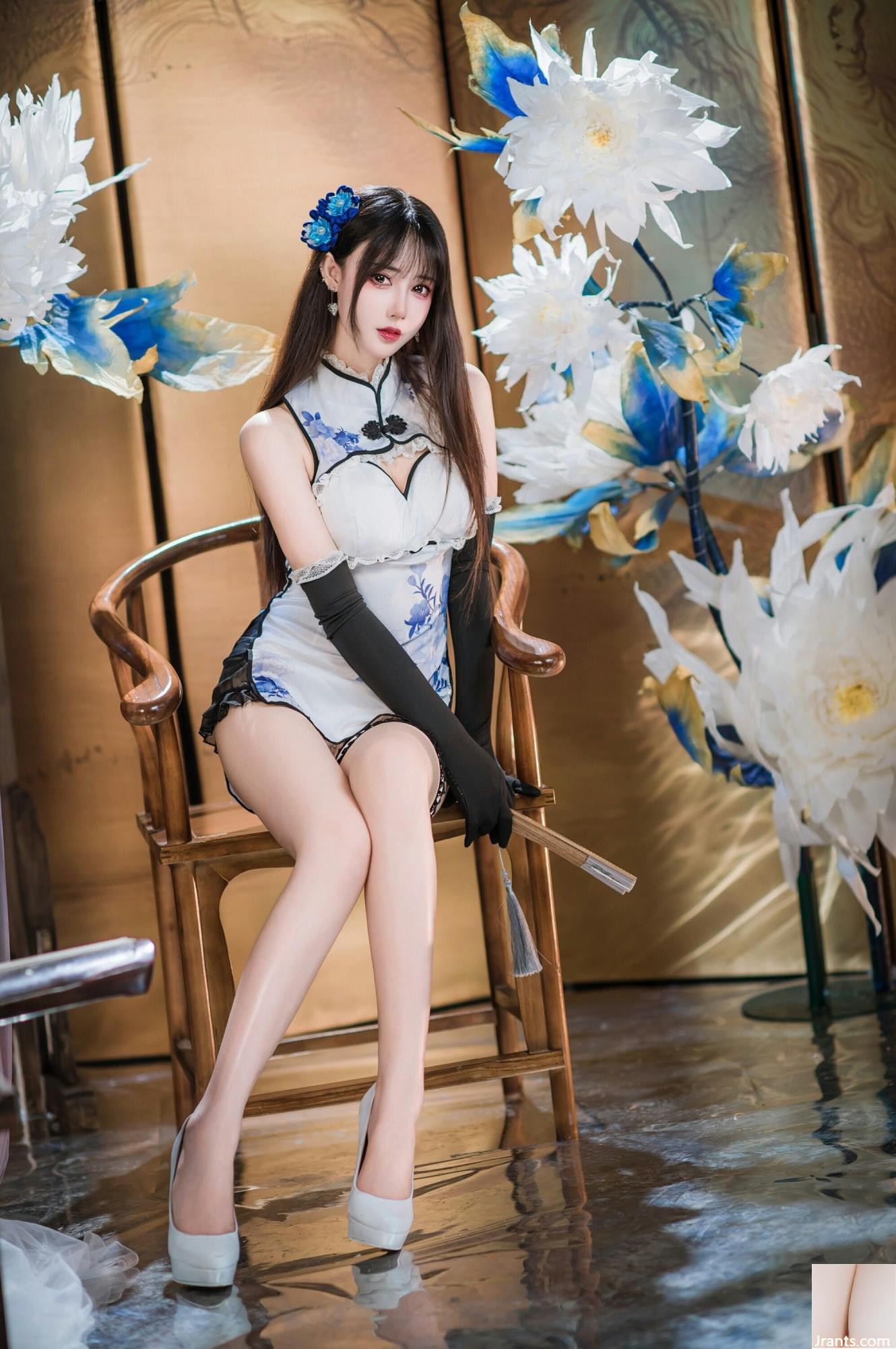 (Coleção na Internet) Garota do bem -estar Mimi Hanyu &#8220;Blue and White Porcelain Cheongsam&#8221; exclusivo VIP (28p)