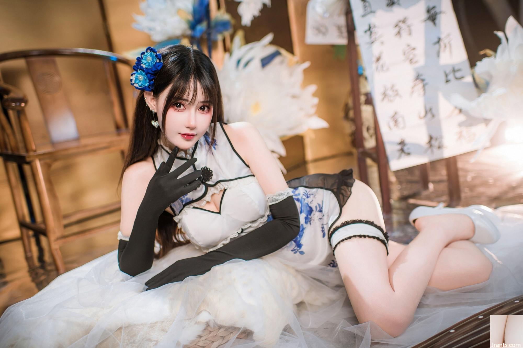 (Coleção na Internet) Garota do bem -estar Mimi Hanyu &#8220;Blue and White Porcelain Cheongsam&#8221; exclusivo VIP (28p)