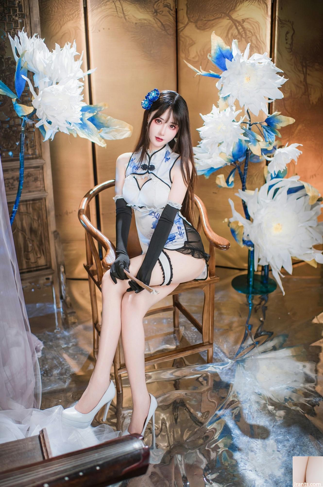 (Coleção na Internet) Garota do bem -estar Mimi Hanyu &#8220;Blue and White Porcelain Cheongsam&#8221; exclusivo VIP (28p)