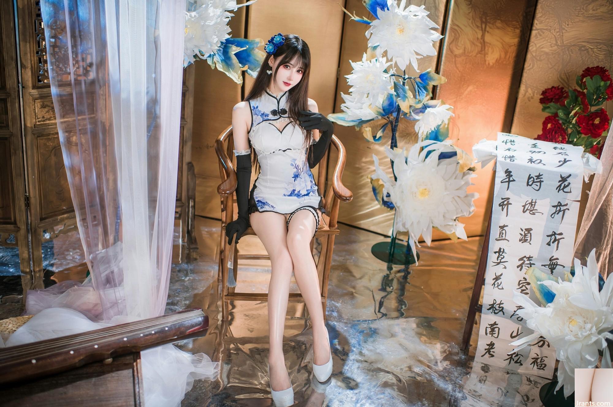(Coleção na Internet) Garota do bem -estar Mimi Hanyu &#8220;Blue and White Porcelain Cheongsam&#8221; exclusivo VIP (28p)