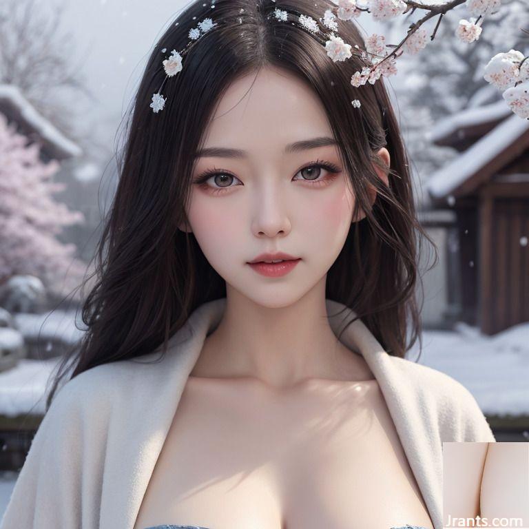 ★ Patreon ★ (Aitvwiki Beauty Encyclopedia) &#8211; Das Mädchen wartet fallend Schnee umgeben Kirschblüten &#8211; 1