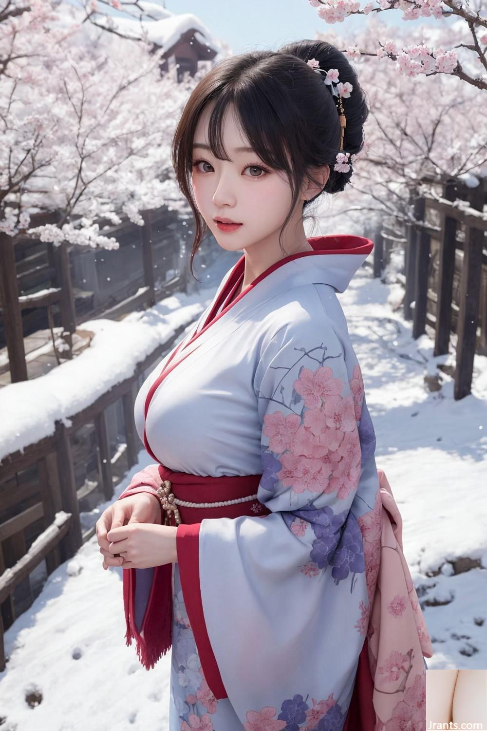 ★ PATREON ★ (Aitvwiki Beauty Encyclopedia) &#8211; La fille qui attend la neige qui tombe en bouteille entouré de fleurs de cerisier &#8211; 2